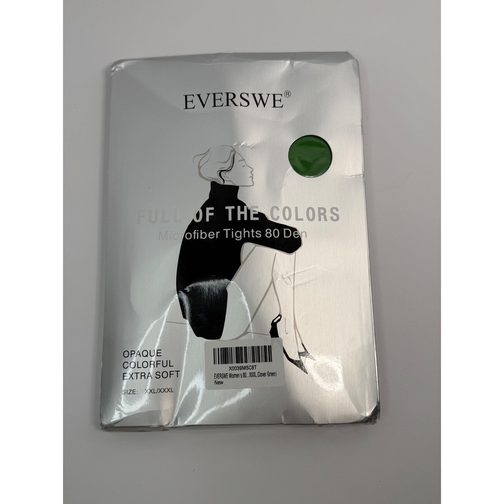 EVERSWE Women Clover Green Microfiber Tights 80 Den Opaque Extra Soft XXL/XXXL‎